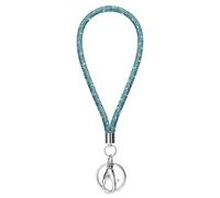Soleebee Porte-cartes, bracelets, lanière en strass bling avec anneau porte-clés en cristal pour femme bracelets Kit pour porte-clés Porte-carte d'identité, Bleu océan., M