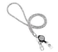 Soleebee Porte-cartes, lanière, cordon en strass bling avec anneau porte-clés en cristal pour femme, collier pour femme, kit pour porte-clés, porte-carte d'identité, argenté avec yoyo pour carte