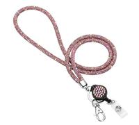 Soleebee Porte-cartes, lanière, cordon en strass bling avec anneau porte-clés en cristal pour femme, collier pour femme, kit pour porte-clés, porte-carte d'identité, Rose avec yo-yo pour carte