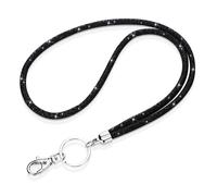 Soleebee Porte-cartes, lanière, cordon en strass bling avec anneau porte-clés pour femme, collier pour femme, kit pour porte-carte d'identité, porte-clés, Noir , M