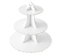 Soleebee Présentoir à gâteaux en carton, 3 étages, support pour cupcakes, porte-muffins, accessoire pour fêtes d'anniversaire, mariage, fêtes, gâteaux, sandwichs (1 pièce, blanc)