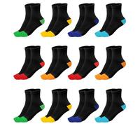Soleeya 12 Paires Chaussettes Enfant 35-38 Garçon Fille Socquette Enfant Chaussettes Coton de Sport Football Tennis (B)
