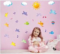 Soleil autocollants colorés de nuages d'oiseaux Amovible Stickers muraux Decal Décoration pour la maison des enfants