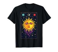 Soleil céleste endormi Visage Lune étoiles mystiques T-Shirt