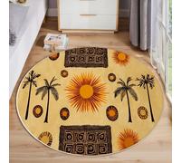 Soleil De Palmier Tapis Rond 60cm, Style Tribal Africain Tapis De Sol Décoration Doux Antidérapant pour Chambre à Coucher Balcon Errasse Salle à Manger Intérieur, Brun