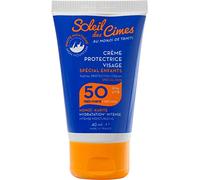 SOLEIL DES CIMES | Crème Solaire Protectrice Visage SPF50 Spécial Enfant - pour Ski, Sports d'Hiver et Montagne - Monoï de Tahiti et Karité - Haute Protection et hydratation - Format voyage 40 ml
