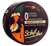 Soleil des Iles | Graisse à Traire au Monoï de Tahiti 100% Naturel avec Accélérateur de Bronzage - Peau Mate ou Bronzée - Sans Paraben, Résiste à l'Eau - Parfum Coco - Fabriqué en France - 150 ml