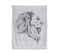Soleil d'ocre 512383 Lion Plaid Extra Doux Polyester Gris 150 x 130 cm