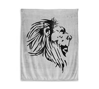 Soleil d'ocre 512385 Lion Plaid Extra Doux Polyester Noir 150 x 130 cm