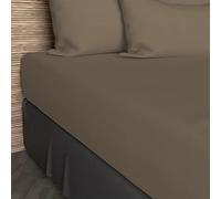 Soleil d'Ocre 614829 Drap Housse Coton 57 Fils Uni Taupe 160 x 200 cm