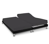 Soleil d'Ocre 616826 Drap Housse Double pour Sommier Articulé Coton 57 Fils Uni, Anthracite/Gris, 2x70x190