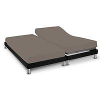 Soleil d'Ocre 616829 Drap Housse Double pour Sommier Articulé Coton 57 Fils Uni, Taupe, 140 x 190 cm