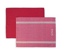 Soleil d'Ocre 712032 Sel et Poivre Lot de 2 Torchons Jacquard Coton Rouge 50 x 70 cm