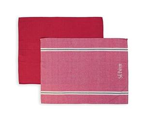 Soleil d'Ocre 712032 Sel et Poivre Lot de 2 Torchons Jacquard Coton Rouge 50 x 70 cm