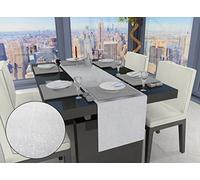 Soleil d'ocre 800754 BELLA Chemin de table Polyester Blanc 40 x 140 x 1 cm