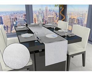 Soleil d'ocre 800754 Bella Chemin de Table Polyester Blanc 40 x 140 x 1 cm