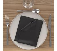 Soleil d'ocre, Alix Lot de 3 Serviettes de Table, Polyester, Noir, 40x40 cm