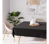 Soleil d'ocre, Alix Nappe carrée Anti-tâches, Polyester, Noir, 180x180 cm