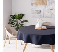 Soleil d'ocre, Alix Nappe Ronde 180 cm, Bleu Marine, Polyester déperlant Anti-Taches