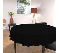 Soleil d'ocre, Alix Nappe Ronde Anti-tâches, Polyester, Noir, Diamètre 180 cm