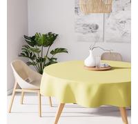 Soleil d'ocre, Alix Nappe Ronde Anti-tâches, Polyester, Vert Citron, Diamètre 180 cm