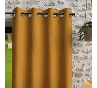 Soleil d'ocre, Bohème Rideaux Oeillets, Microfibre lavé, Moutarde, 140x180 cm