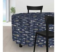 Soleil d'ocre Cadaques Nappe Anti-tâches Ronde, Polyester, Diam 180 cm
