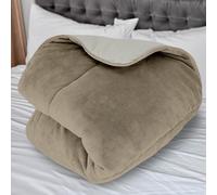 Couette Doublée Polaire Microfibre 140x200 Cm Bicolore Ivoire Et Sable, Par Soleil D'ocre