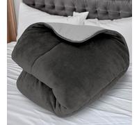 Soleil d'ocre, Couette doublée Polaire Microfibre 220x240 cm Bicolore Gris et Anthracite