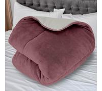 Soleil d'ocre, Couette doublée Polaire Microfibre 240x260 cm Bicolore Vieux Rose et Ivoire