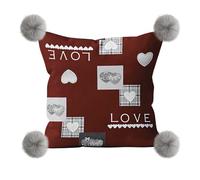 Soleil d'ocre Coussin en Polaire Microfibre Love Rouge