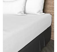 Soleil d'ocre, Drap Housse, Coton 57 Fils, Blanc, 200x200 cm