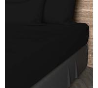 Soleil d'ocre, Drap Housse, Coton 57 Fils, Noir, 180x200 cm