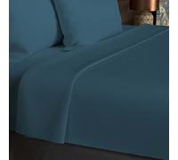 Soleil d'ocre, Drap Plat, Coton 57 Fils, Bleu Canard, 240x290 cm