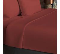 Soleil d'Ocre Drap plat en coton 57 fils Brique 180 x 290 cm