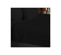 Soleil d'ocre, Drap Plat en Coton 57 Fils 260x300 cm UNI Noir, par Soleil d'Ocre