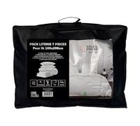 Ensemble Couette Et Parure 7 Pièces Boheme Blanc Pour Lit En 160x200 Cm, Par Soleil D'ocre