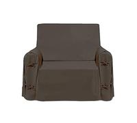 Soleil d'ocre, Housse de Fauteuil en Coton Panama Taupe, 90x270 cm