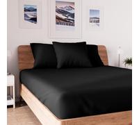 Soleil d'ocre, Jersey Drap Housse, Coton, Noir, 140x190 cm