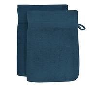Soleil d'ocre, Lagune Lot de 2 Gants de Toilette, Coton, Bleu, 16x21 cm