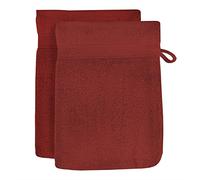 Soleil d'ocre, Lagune Lot de 2 Gants de Toilette, Coton, Brique, 16x21 cm