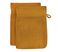 Soleil d'ocre, Lagune Lot de 2 Gants de Toilette, Coton, Jaune, 16x21 cm