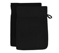 Soleil d'ocre, Lagune Lot de 2 Gants de Toilette, Coton, Noir, 16x21 cm