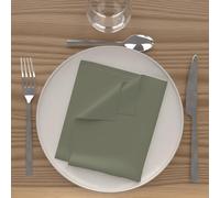 Soleil d'ocre, Lot de 3 Serviettes de Table 40x40 cm Alix Kaki