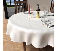Soleil d'ocre, Luxury Nappe Ronde Anti-tâches Diamètre 180 cm, Polyester, Blanc