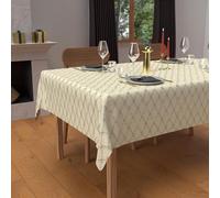 Soleil d'ocre, Nappe Festive Rectangle Anti-tâches en Pur Coton 160x250 cm Celeste Argent