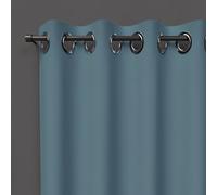 Soleil d'ocre, Occultant Alix Rideau à Oeillets Bleu Celadon, Polyester, 135x250 cm