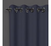 Soleil d'ocre, Occultant Alix Rideau à Oeillets Bleu Marine, Polyester, 135x250 cm