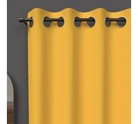 Soleil d'ocre, Occultant Alix Rideau à Oeillets Jaune radieux, Polyester, 135x180 cm