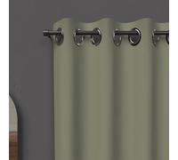 Soleil d'ocre, Occultant Alix Rideau à Oeillets Kaki, Polyester, 135x250 cm